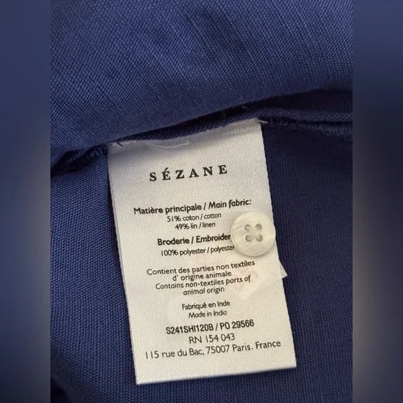 Sézane -Sézane x Roberto Ruspoli Maxy long-sleeved printed shirt linen blend-38 - Picture 12 of 13